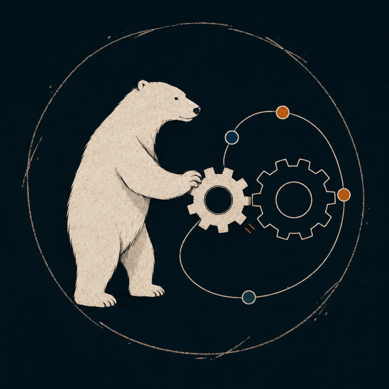 The Arctos bear connecting two gears into one automated operating system.